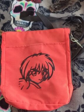 Red Canvas Crossbody Bag/ Kenshin